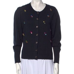 Cinq a sept embellished cardigan. Navy